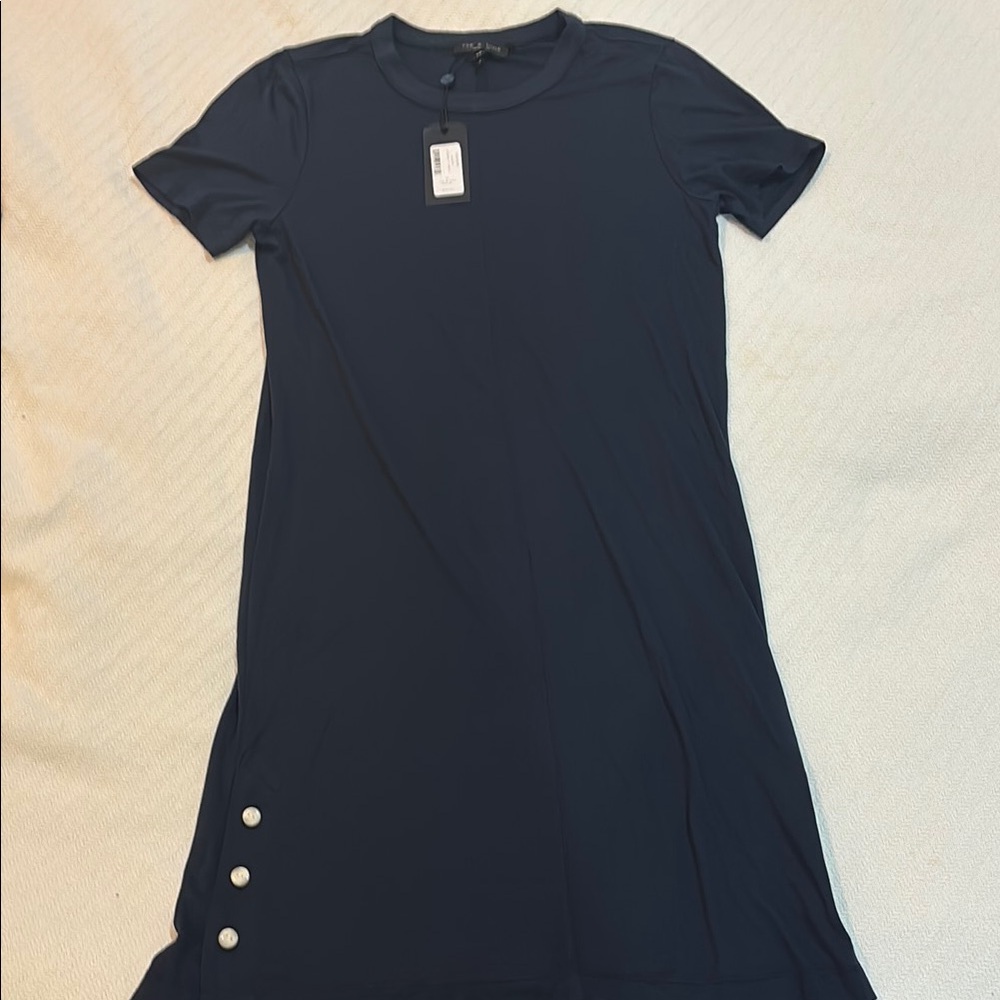 Rag & bone Navy Short Sleeve Dress with Button Detail